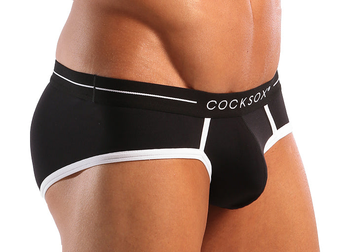 Product image side view of the Cocksox CX76N Underwear Sports Brief in Black