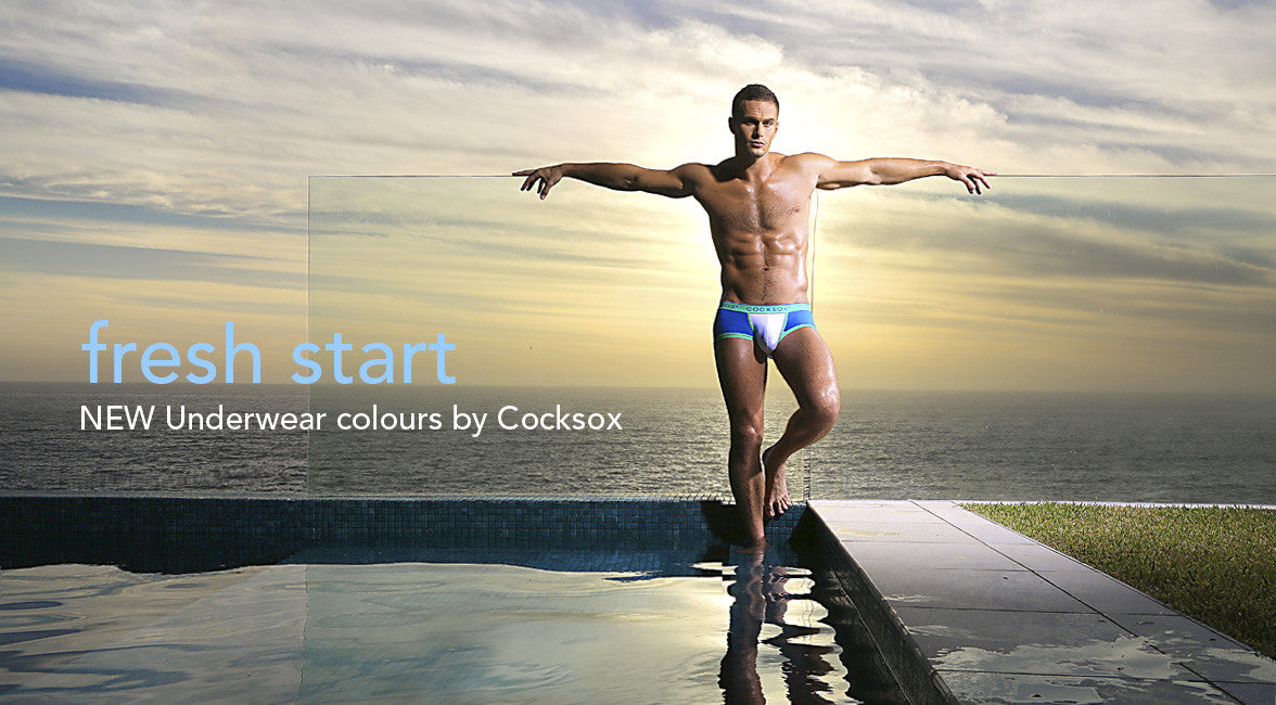 Cocksox CX68 Underwear Trunk in Skydiver lifestyle editorial image