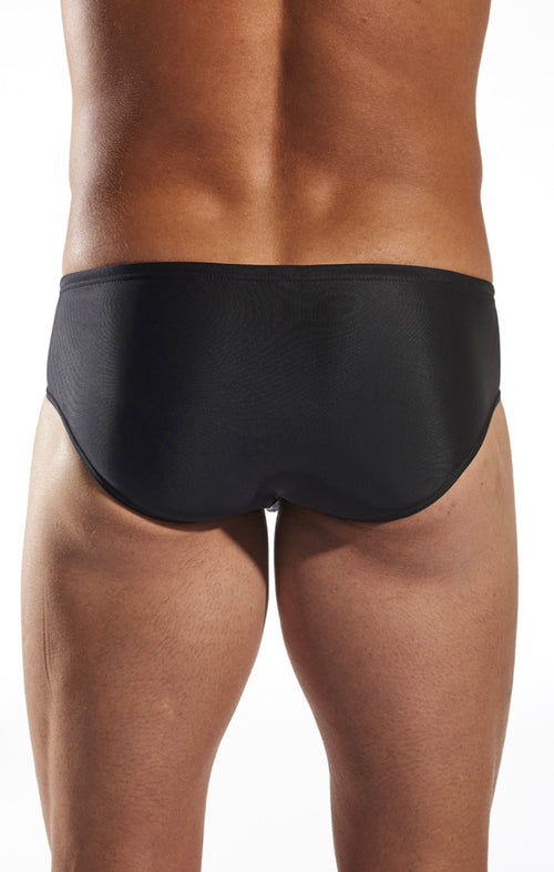 Cocksox CX79 Boy Leg Swim Brief in Jet Black back body image